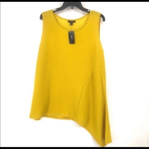 NEW Alfani Plus Tunic Tank Top Sleeveless Asymmetrical Hemline Sun Gold - Picture 3 of 5
